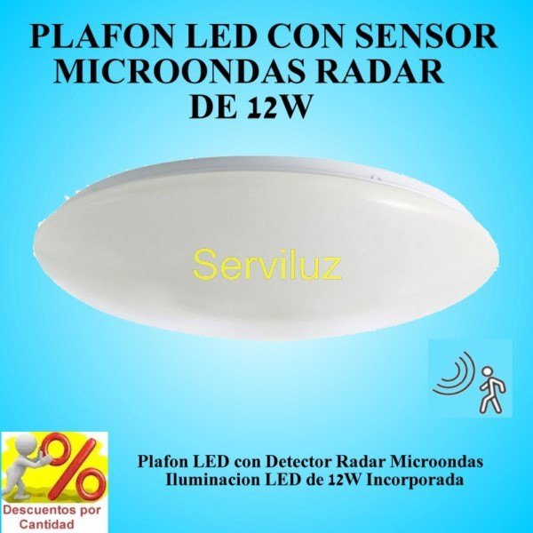 Plafon Led con Detector de Movimiento Sensor Microondas Radar de 12W SMD5730 Plafon Led con Detector de Movimiento Sensor Microondas Radar de 12W SMD5730